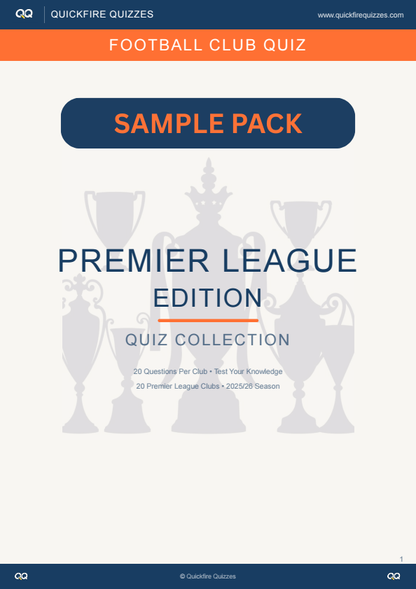 Premier League Trivia Quiz - Sample Pack  - 2 Countries With Answers