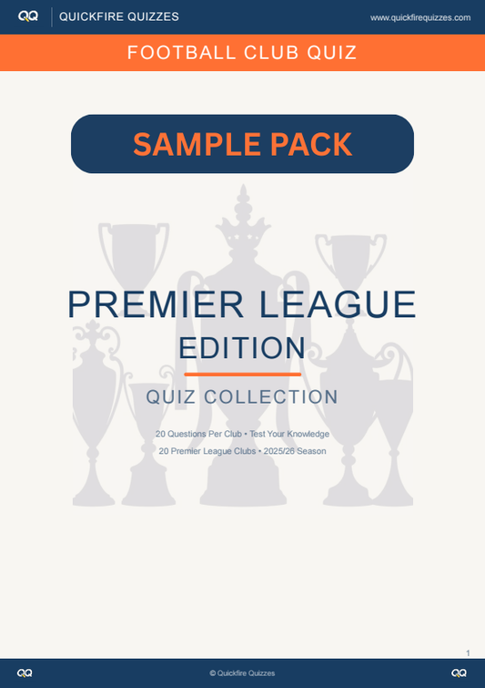 Premier League Trivia Quiz - Sample Pack  - 2 Countries With Answers